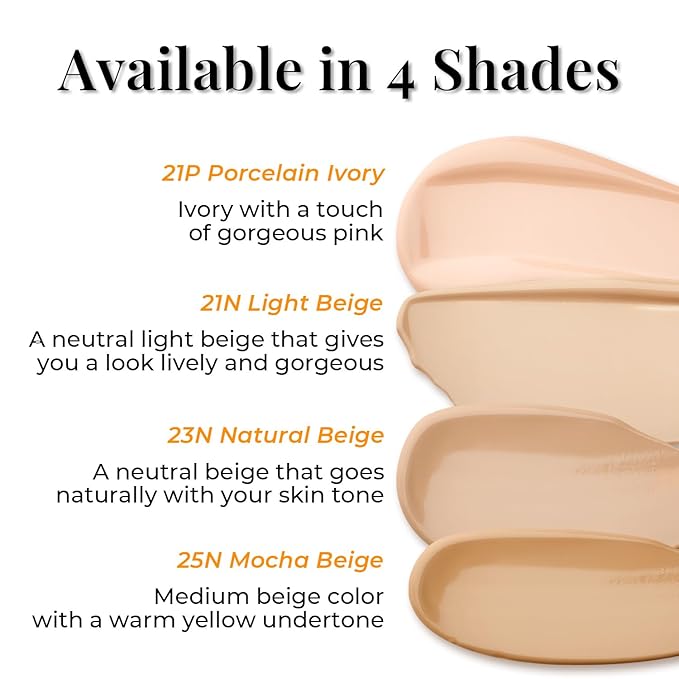 Natural Cover Glow Cushion Foundation | Korean Foundation Makeup | Long-Lasting Buildable Coverage | Lightweight and Moisturizing | Flawless Finish 0.42oz (23N Natural Beige)-VivaGrace Women