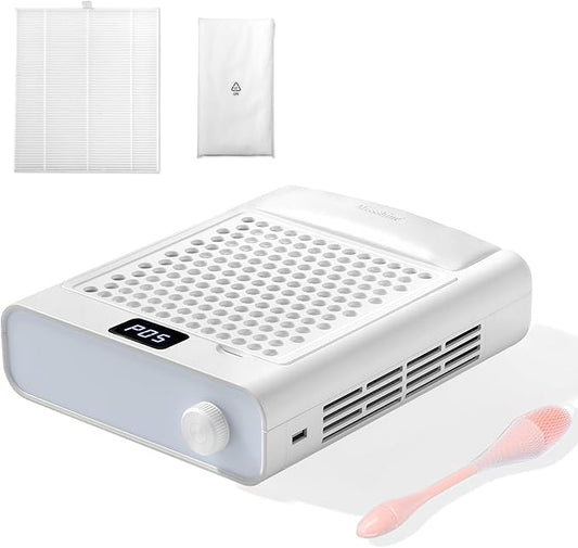 Missshine Dust Collector with Armrest – Professional 5-Speed Low Noise Vacuum Fan for Nail Techs – Powerful Suction with 10 Filter Papers for Salon & Home Use-VivaGrace Women