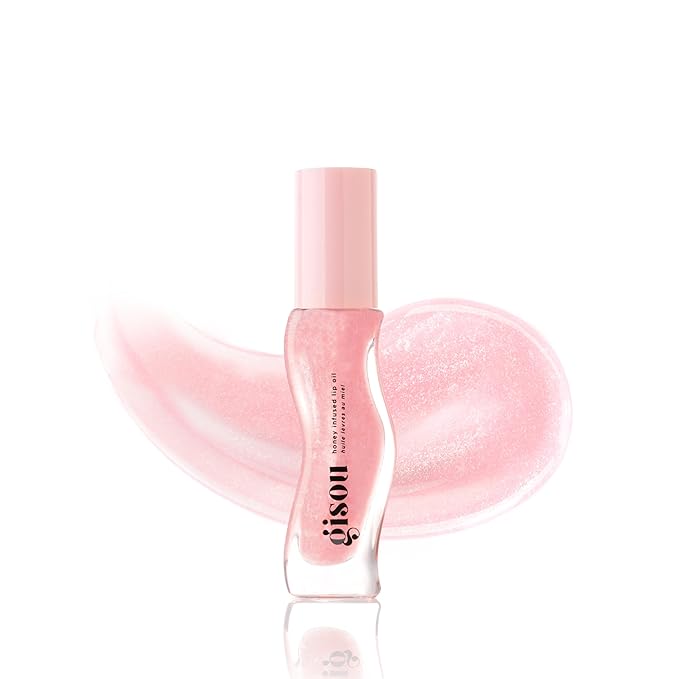 Gisou Honey Infused Hydrating Lip Oil, Nourishing Lip Moisturizer for Dry Lips, High Shine, Smooth Finish, Clear Pink Shimmer Shade, Fresh Watermelon Scent, Watermelon Sugar, 8ml-VivaGrace Women