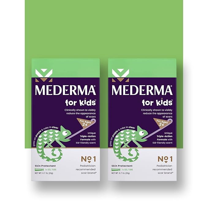 Mederma Scar Gel for Kids; Reduces the Appearance of Old and New Scars from Cuts, Burns, Surgery; Goes on Purple and Rubs in Clear; Grape Scented; Ages 2+, 40g (2 x 20g)-VivaGrace Women