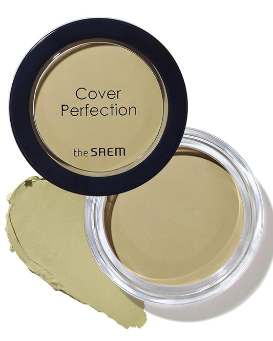 THESAEM Cover Perfection Pot Concealer #Green Beige - High Adherence & Coverage Balm, Conceals & Corrects Redness Spots, Matte Finish Sebum Control for Oily and Combination Skin-VivaGrace Women