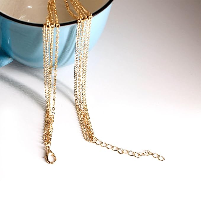Bohemia Layered Coin Choker Necklace Moon Crescent Pendant Necklace Chain Gold Tiny Ball Necklace Multi Layer Disc Necklace Chain Jewelry for Women and Girls-VivaGrace Women