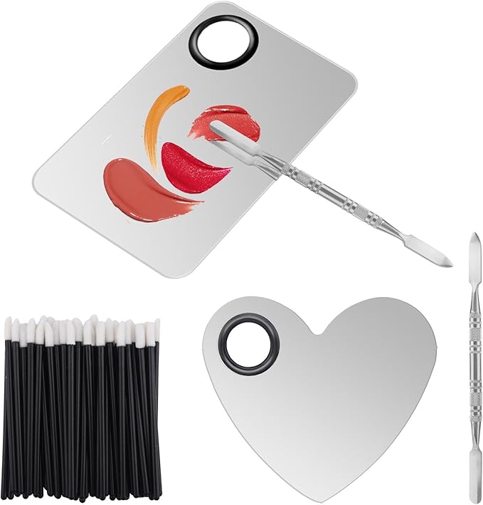 Makeup Palette Lipstick Applicator with Spatula Lip Gloss Brush Makeup Tool Set Suitable for Lipstick, Foundation and Other Cosmetic Color Mixing(Makeup Palette Set)-VivaGrace Women