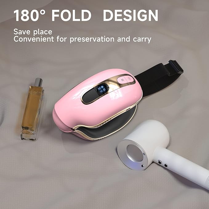 Eye Massager with Heat and Cooling for Migraines, Dry Eyes, Dark Circles, Rechargeable Heated Eye Mask Massager Improve Sleeping - Gifts for Women and Men (Pink)-VivaGrace Women