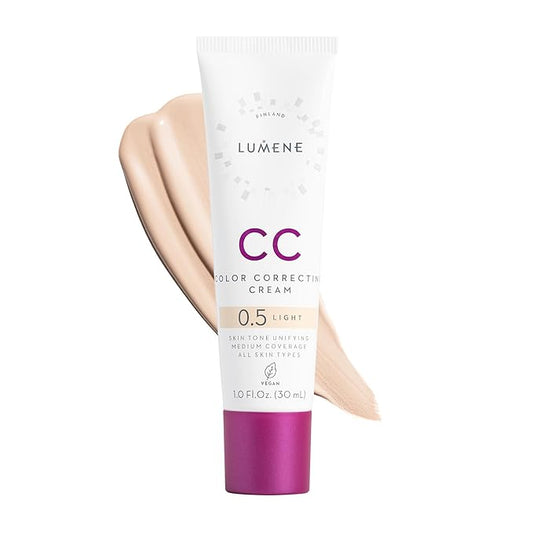 Lumene Color Correcting CC Cream - Lightweight Foundation - Medium Coverage - Redness Reducing Face Makeup for a Glowing Complexion - Vegan Formula + Suitable for All Skin Types - Light (1 fl oz)-VivaGrace Women