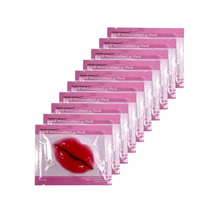 Adofect 30 Pieces Peach Moisturizing Collagen Lip Masks Crystal Lip Care Gel Pads Patches, Mouth & Lips Age Defying Masques - Great for Anti-Chapped, Anti-Wrinkle, Plump Your Lips, Rose Red-VivaGrace Women