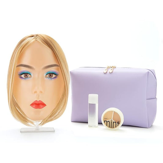 Makeup Practice Face, 2024 Upgrade 5D Makeup Mannequin Face Reusable Silicone Makeup Practice Face Board with Bracket, Come with Makeup remover & Concealer 3 Color & Makeup Bag Yellow-VivaGrace Women