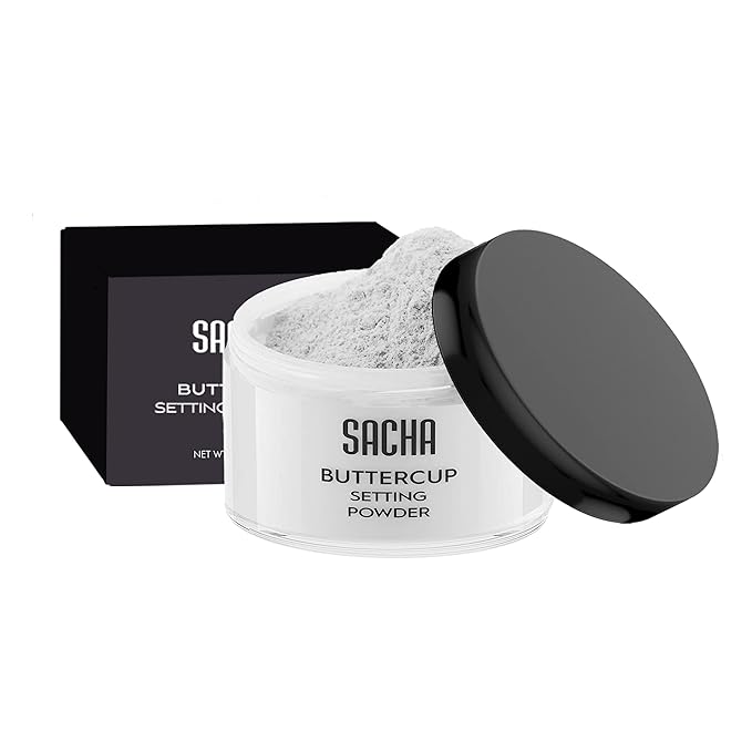 Sacha BUTTERCUP No Color Setting Powder Makeup 1.75 Oz. Translucent Setting Powder for Oily Skin Finishing Powder Loose Powder Makeup Blurring Powder Blurs Fine Lines and Pores For All Skin Tones-VivaGrace Women