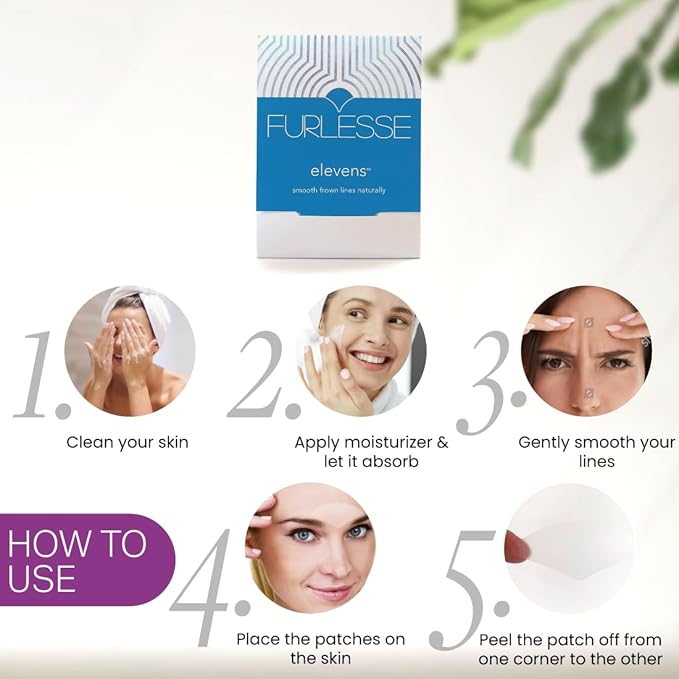 Furlesse Elevens Wrinkle Patches, Overnight Wrinkle Patches for Frown Lines, Non-Invasive Anti-Wrinkle Patches, Anti-Aging Skincare, 30 Patches, 30-Day Use-VivaGrace Women