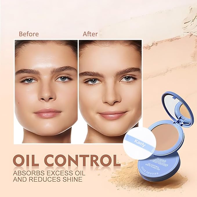 evpct Kaely Oil Control Pressed Face Powder, Get Smooth Flawless Fine Lines and Lightweight Finishing Foundation, Control Shine Long Lasting Waterproof Face Setting Powder Cosmetic, 08 Golden Beige-VivaGrace Women