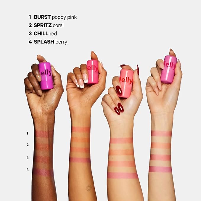 Cooling Water Jelly Tint Blush,4 Colors Multi-Use Tint Blush Makeup Stick Watercolor Finish for Lips and Cheek Stain, Moisturising Waterproof Non-Stick-VivaGrace Women
