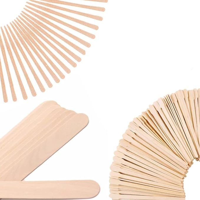 Mibly 3 Style 150 Pcs Assorted Wooden Wax Sticks for Body Legs Face and Small Medium Large Sizes Eyebrow Waxing Applicator Spatulas for Hair Removal or Wood Craft Sticks-VivaGrace Women