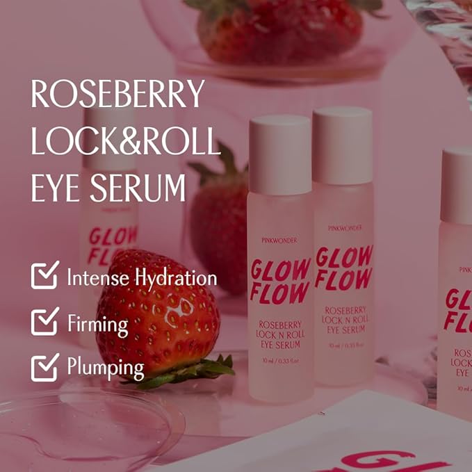 Glow flow roseberry lock n roll Eye serum (0.33fl. oz.) | Anti-Aging Eye Care, Collagen Boosting-VivaGrace Women
