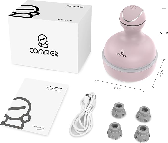 COMFIER Scalp Massager for Hair Growth, Waterproof & Full Body Kneading, 84 Massage Nodes, Handheld Head Scratcher, Cat Massager, Pink-VivaGrace Women