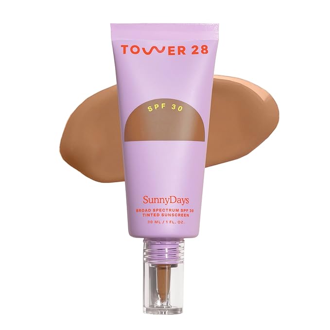 Tower 28 Beauty SunnyDays SPF 30 Tinted Mineral Sunscreen - For Sensitive Skin - 2-in-1 Facial Broad Spectrum UVA/UVB Protection + Foundation – Shade 40 RUNYON, 1 Fl Oz-VivaGrace Women
