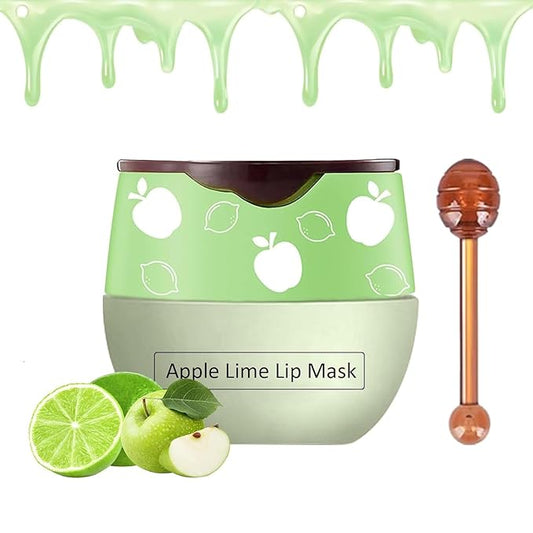 Bee Lip Balm Honey Pot, Lime Lip Mask,Lip Balm Moisturizing Lip Sleep Mask with Stick Hydrating & Prevention Dry and Cracked (Lime)-VivaGrace Women