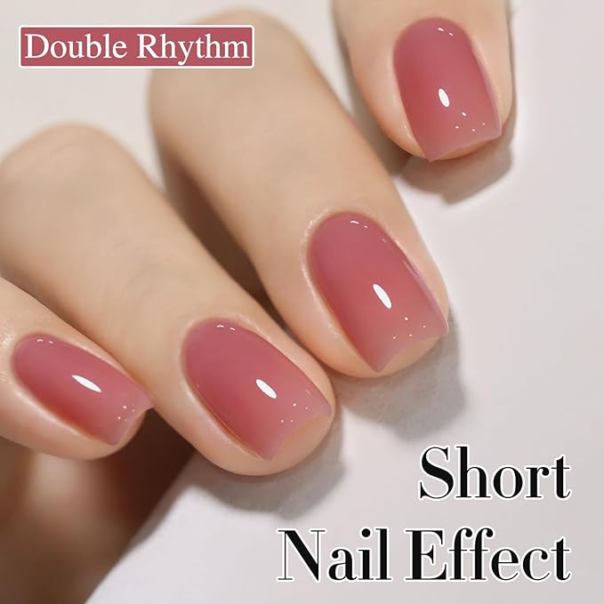 Double Rhythm Gel Polish Translucent Sheer Neutral Natural Light Milky Same Color Same Bottle 15ML Jelly Polish Art DIY at Home (Light Pink Purple-A1373)-VivaGrace Women