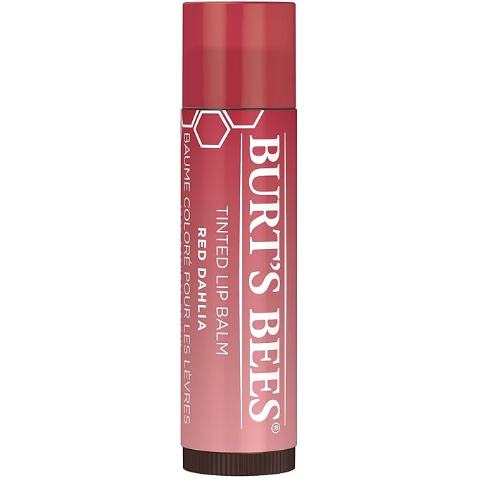 Burt's Bees Lip Tint Balm with Long Lasting 2 in 1 Duo Tinted Balm Formula, Color Infused with Deeply Hydrating Shea Butter for a Natural Looking Buildable Finish, Fiery Red Dahlia (2-Pack)-VivaGrace Women