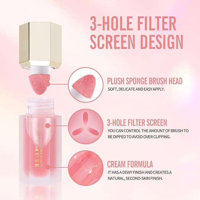 KIMUSE Soft Cream Blush Makeup, Liquid Blush for Cheeks, Weightless, Long-Wearing, Smudge Proof, Natural-Looking, Dewy Finish-VivaGrace Women