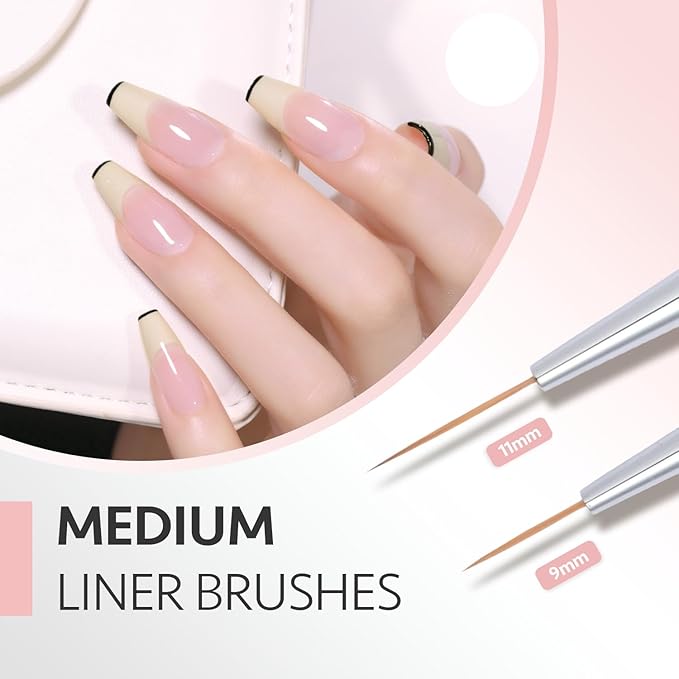 GAOY 5 Pcs Nail Art Liner Brushes, Thin French Liner, Nail Design Tools for Nail Detail Painting, for Nail DIY-VivaGrace Women