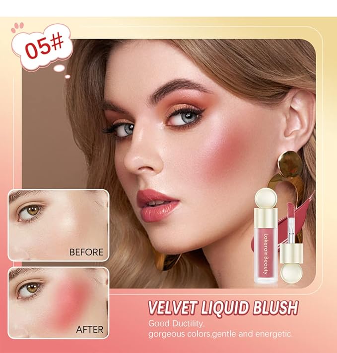 MEICOLY Matte Dewy Liquid Blush,Super Natural Cream Blush Stick for Cheeks,Silky Smooth Soft Pinch Long-Lasting Waterproof and Sweat proof Blush Makeup,Cruelty-Free,05,Grateful,Wine Red-VivaGrace Women