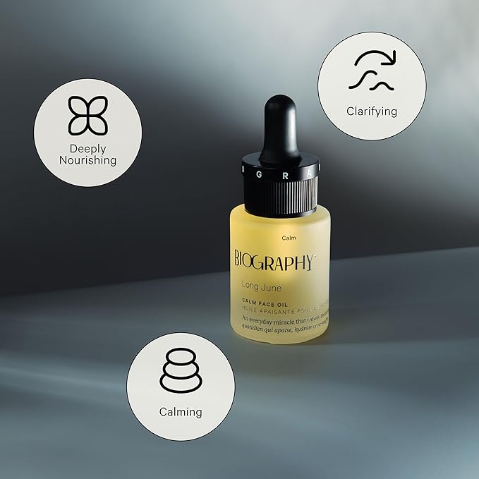 Biography Long June Quieting Face Oil, 13ml- Natural Smoothing & Clarifying Dry Oil. Clarifying, Moisturizing & Hydrating Beauty Facial Oil for Women w/Camellia, Vitamin E & Marula-VivaGrace Women