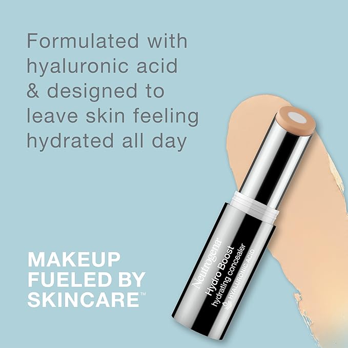 Neutrogena Hydro Boost Hydrating Concealer Stick for Dry Skin, Oil-Free, Lightweight, Non-Greasy and Non-Comedogenic Cover-Up Makeup with Hyaluronic Acid, 30 Light/Medium, 0.12 Oz-VivaGrace Women