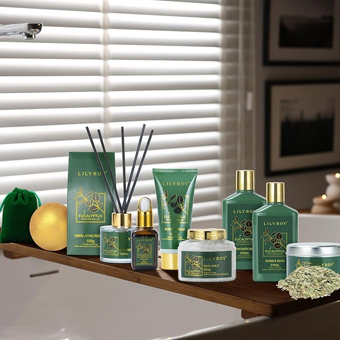 Mothers Day Relaxation Gift Basket - 15-Piece Premium Eucalyptus Bath Gift Set for Women & Men - Spa Kit with Shower Gel Ideal for Birthday, Christmas, Father’s Day, Perfect for Holidays & Self Care-VivaGrace Women