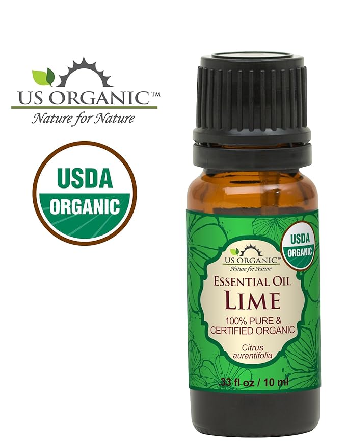 US Organic Lime Essential Oil - Certified Organic, Steam Distilled - W/Euro droppers (More Size Variations Available) (10 ml / .33 fl oz)-VivaGrace Women