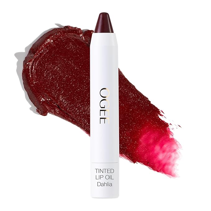 Ogee Tinted Sculpted Lip Oil - Lip Stain Made with 100% Organic Coconut Oil, Jojoba Oil, and Vitamin E - Best as Lip Balm, Lip Color or Lip Treatment - DAHLIA-VivaGrace Women