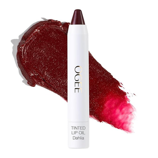Ogee Tinted Sculpted Lip Oil - Lip Stain Made with 100% Organic Coconut Oil, Jojoba Oil, and Vitamin E - Best as Lip Balm, Lip Color or Lip Treatment - DAHLIA-VivaGrace Women