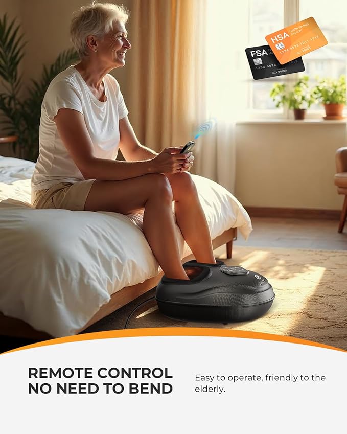 CooCoCo HSA Store Eligible Foot Massager with Heat, Plantar Fasciitis Feet Massager with Remote, Gifts for Women Men Mom Dad, Deep Kneading & Compression, Foot Warmer for Home Office, Fits Size 14-VivaGrace Women