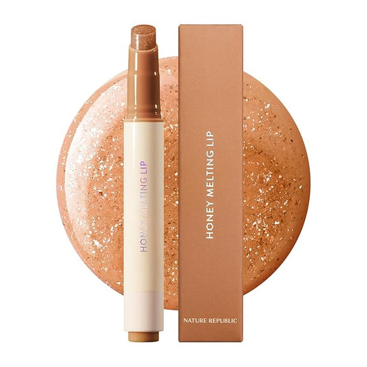 Nature Republic HONEY MELTING LIP GLITTER (14 MAPLE) SOFT LIP STICK Hydrating Gloss, Moisturizing balms, Shine Glimmer Finish, Shimmery-Sheer tint, korean make up-VivaGrace Women
