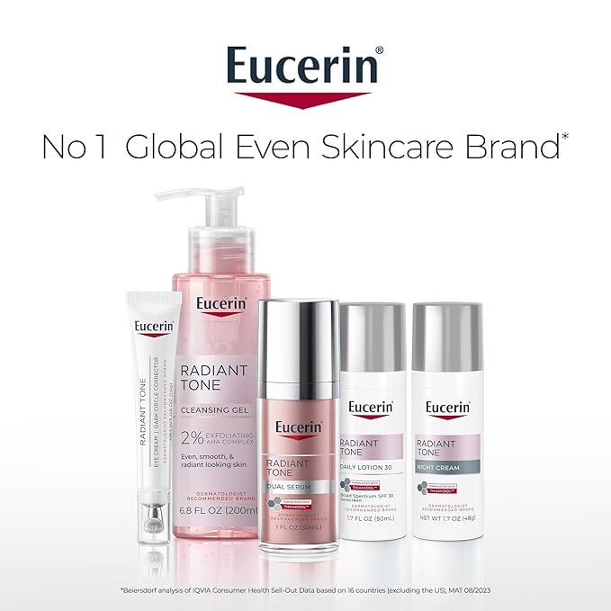 Eucerin Radiant Tone Face Cleanser Gel with 2% Exfoliating AHA Complex, Gentle Face Wash Improves Skin Clarity and Boosts Radiance, All Skin Types, 6.8 Fl Oz Bottle-VivaGrace Women