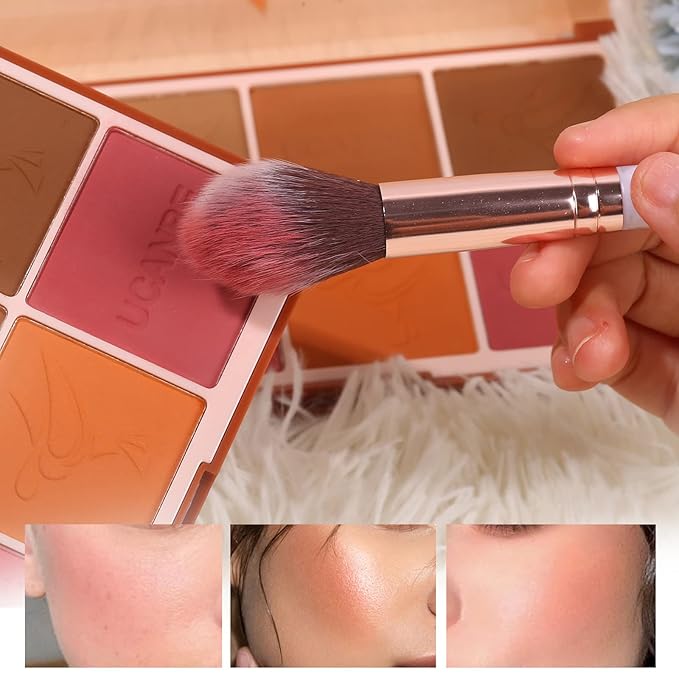 8 Colors Face Matte Blush Palette Shading Blusher with Brush - Buildable Facial Cheek Blusher Contour Bronzing Pressed Powder Makeup Pallet Women Gift Set (01 Matte)-VivaGrace Women