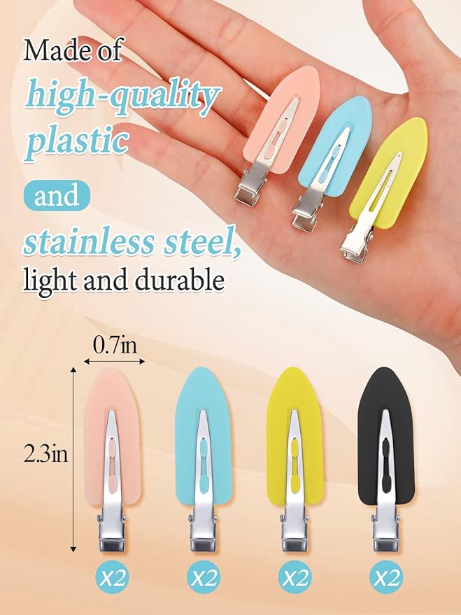 8Pcs No Bend No Crease Hair Clips - Styling Duck Bill Clips Alligator Hair Barrettes for Styling Sectioning Small Gifts for Women Girl Salon Hairdressing Bangs, Yellow & Blue & Pink & Black-VivaGrace Women