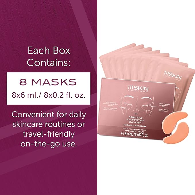 111SKIN Rose Gold Illuminating Eye Mask, Brightening & Hydrating Under Eye Patches for Dull, Dry Skin with Rose Extract, Colloidal Gold & Vitamin C, Improves the Appearance of Dark Circles, 8 Pairs-VivaGrace Women