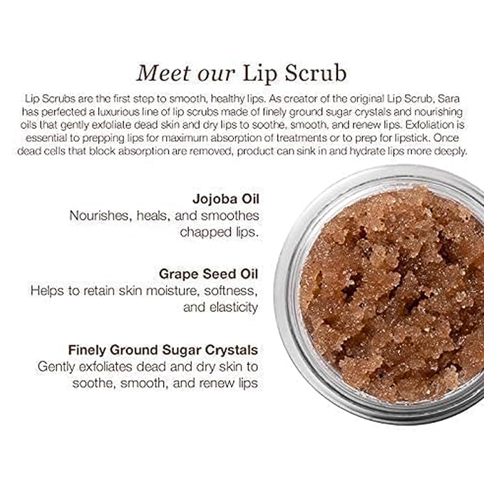 Sara Happ The Lip Scrub: Vanilla Bean Sugar Scrub for Dry Lips - Gently Exfoliate, Polish, and Revitalize Lips with Vitamin E and Jojoba & Grape Oils, Vegan, 0.5 oz.-VivaGrace Women