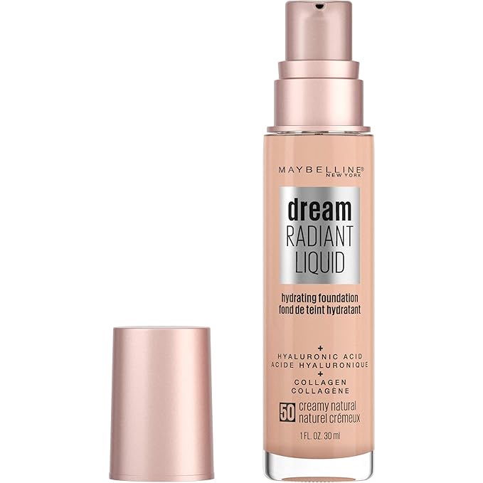 Maybelline Dream Radiant Liquid Medium Coverage Hydrating Makeup, Lightweight Liquid Foundation, Creamy Natural, 1 Count-VivaGrace Women