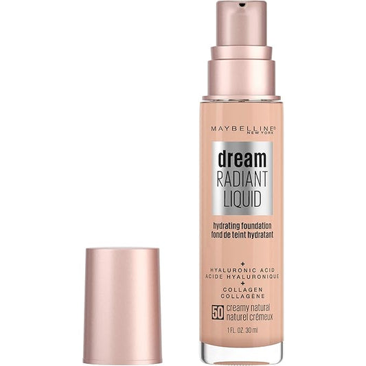 Maybelline Dream Radiant Liquid Medium Coverage Hydrating Makeup, Lightweight Liquid Foundation, Creamy Natural, 1 Count-VivaGrace Women