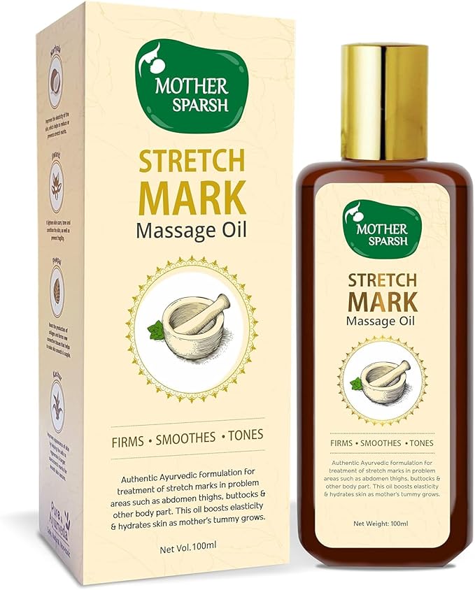 Stretch Mark Massage Oil, 14 Herbal Oils - Kachur, Jiwanti, Peepal and Nariyala, 100ml-VivaGrace Women