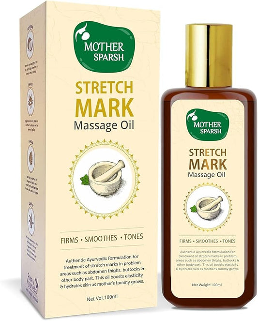 Stretch Mark Massage Oil, 14 Herbal Oils - Kachur, Jiwanti, Peepal and Nariyala, 100ml-VivaGrace Women