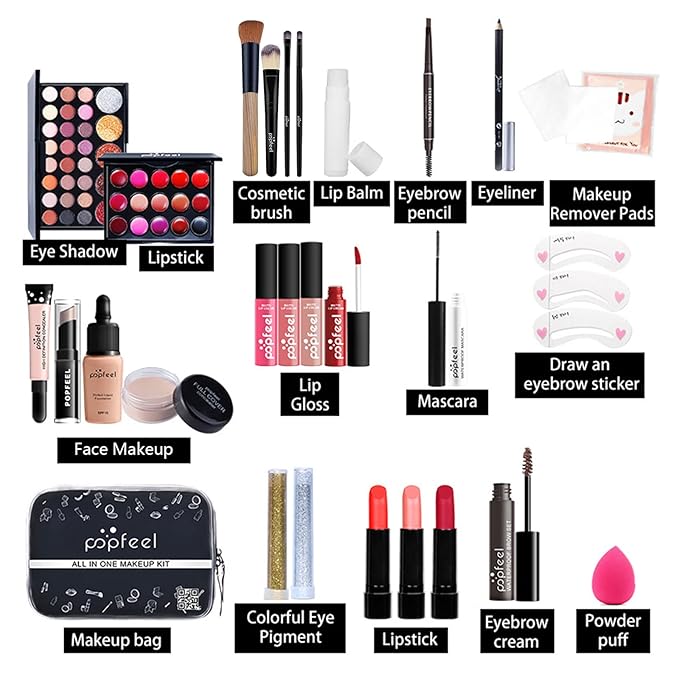 Makeup Kit for Women Full Kit, All-in-one Makeup Set, Include Eyeshadow Palette, Lip Gloss Set, Concealer, Foundation-VivaGrace Women