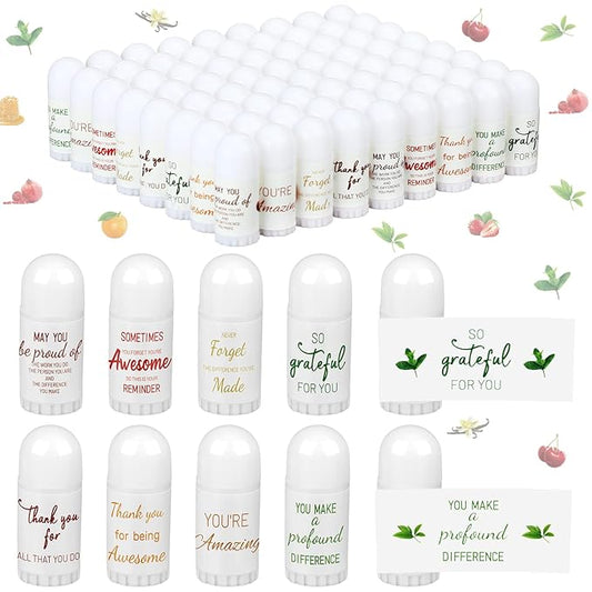 72 Pcs Mini Lip Balm Bulk Gift, 8 Assorted Flavors, Moisturizing for All Skin Types-VivaGrace Women