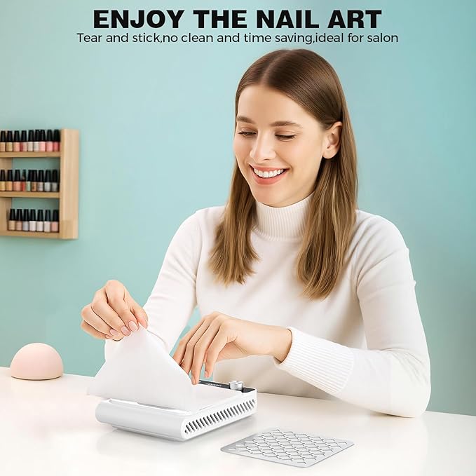 Rechargeable Nail Dust Collector, 980PA Portable Cordless Nail Vacuum Dust Collector Fan with Filter Papers (30 Pcs) for Acrylic Nail Polishing & Manicure Pedicure at Nail Salon & Home - White-VivaGrace Women