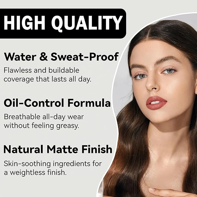 Concealer Full Coverage Foundation for Mature Skin,Oil Control Matte 2 in 1 Concealer liquid Foundation Makeup Waterproof Base De Maquillaje Alta Cobertura-01 Sand-VivaGrace Women