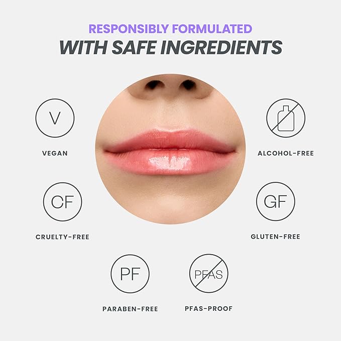 Wonderskin Lip Oil Rehab Serum - Tinted Lip Oil for Women, Hydrating, Moisturizing, and Non-Sticky Bright Red Tint Serum for Dry Lips (Flirt)-VivaGrace Women