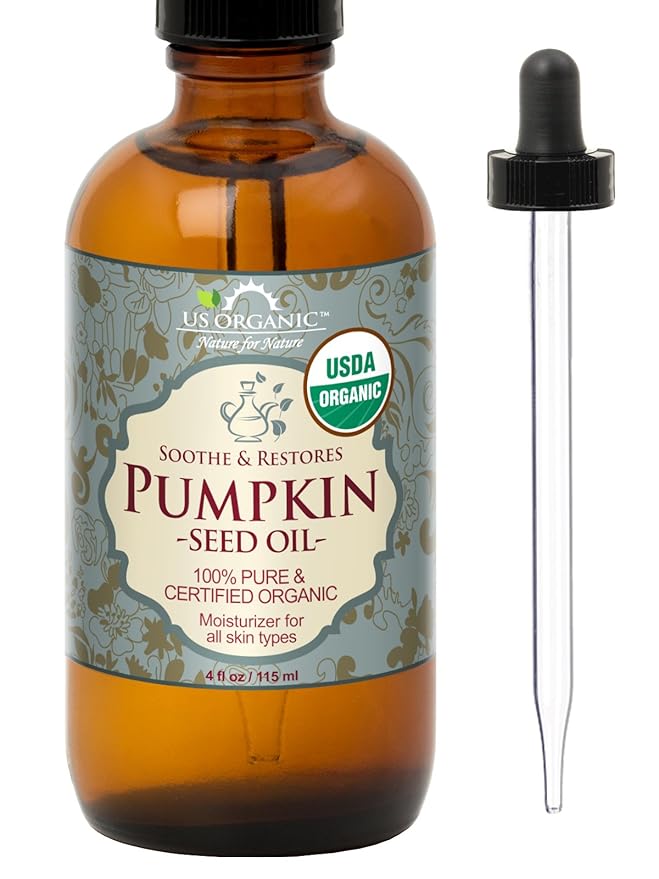 US Organic Pumpkin Seed Oil, USDA Certified Organic,100% Pure & Natural, Cold Pressed Virgin, Unrefined in Amber Glass Bottle w/Glass Eyedropper for Easy Application (Large (4 oz, 115 ml))-VivaGrace Women
