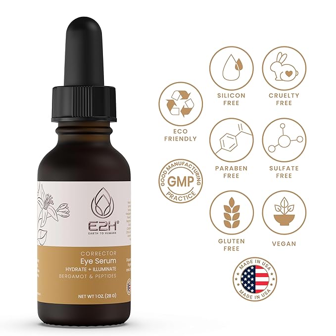 E2H Corrector Eye Serum with Bergamot and Peptides | Minimizes Creases & Dark Circles | Hydrates & Smoothens | Dramatic Results-VivaGrace Women