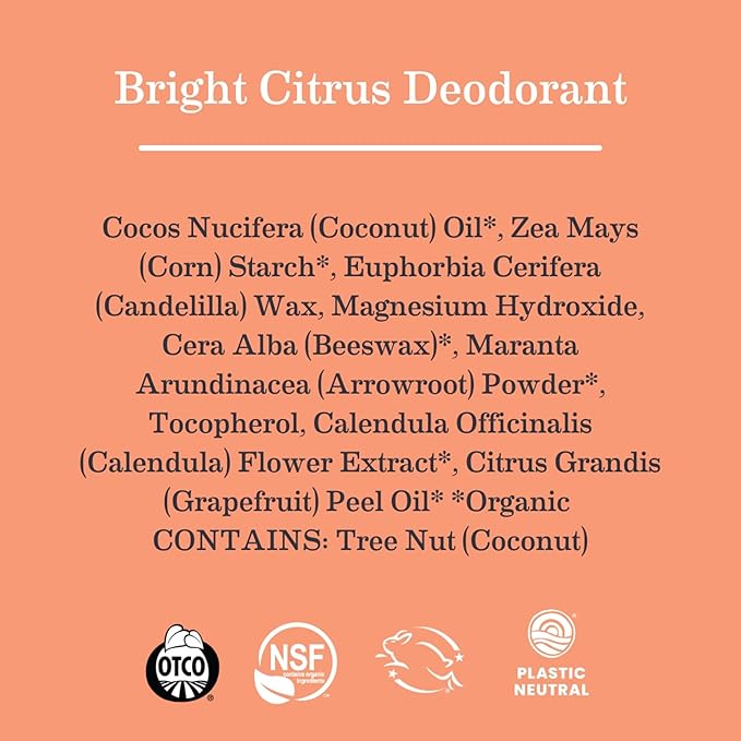 Earth Mama Bright Citrus Deodorant | Safe for Sensitive Skin, Pregnancy and Breastfeeding, Contains Organic Grapefruit and Calendula, No Baking Soda or Aluminum, 2.65-Ounce (2-Pack)-VivaGrace Women